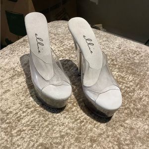 Ellie size 8 clear white translucent high heels